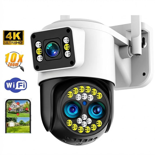 4K Ultra HD 3 Lensli WiFi Güvenlik Kamerası - 10X Zoom, Gece Görüş, Hareket Takipli Cmr-42