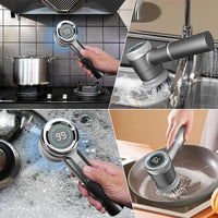 Coofbe Hızlı Şarjlı 5 Başlıklı Temizlik Fırçası - Mutfak Banyo Lavabo İçin Elektrikli Fırça