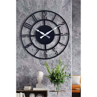 Muyika Bunnela Metal 70 Cm Siyah Duvar Saati - Modern Dekoratif Duvar Saati 70x70 Cm