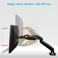 TriLine NB F80 Siyah Amortisörlü Gazlı Hareketli 17-27 Masa Tutucu | Ergonomik Monitor Desteği