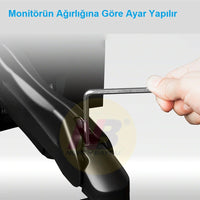 TriLine NB F80 Siyah Amortisörlü Gazlı Hareketli 17-27 Masa Tutucu | Ergonomik Monitor Desteği