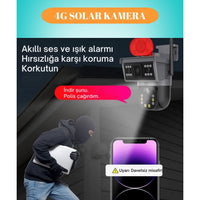 2 Kameralı Solar Güvenlik Kamerası - Sim Kartlı Bataryalı Full HD 128GB Akıllı Sistem
