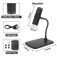 TriLine 1000X WiFi Dijital LED Mikroskop Kablosuz Pilli 1080P HD Görüntü Kalitesi