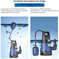 Staxx QSD750 750W Şamandıralı Otomatik Dalgıç Pompa - Kirli Temiz Su İçin İdeal