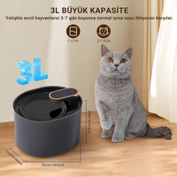 Polham LED Işıklı Sessiz Otomatik Kedi Su Pınarı 3Lt - Akıllı Pet Su Kabı