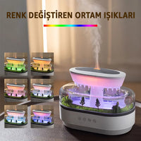 Yağmur Damlası Hava Nemlendirici 7 RGB Renkli Sessiz Difüzör