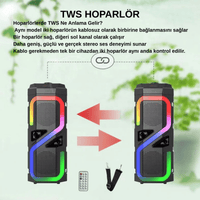 RGB Alev Işık Efektli Bluetooth Hoparlör - Taşınabilir Şarjlı Parti Hoparlörü 12V