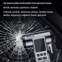Coofbe 4in1 Şarjlı Araç Lastik Şişirme Pompası 150PSI 4000mAh Emniyet Kemer Kesici