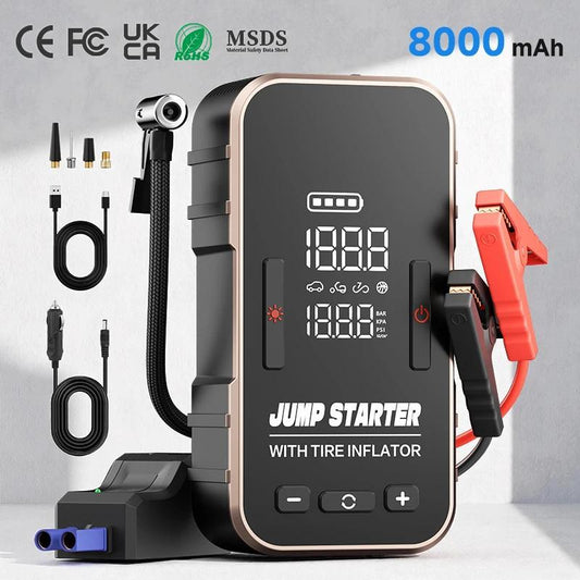 Taşınabilir Akülü Çalıştırıcı 8000mAh Hava Şişirme Özellikli LED Dijital Ekran 150psi
