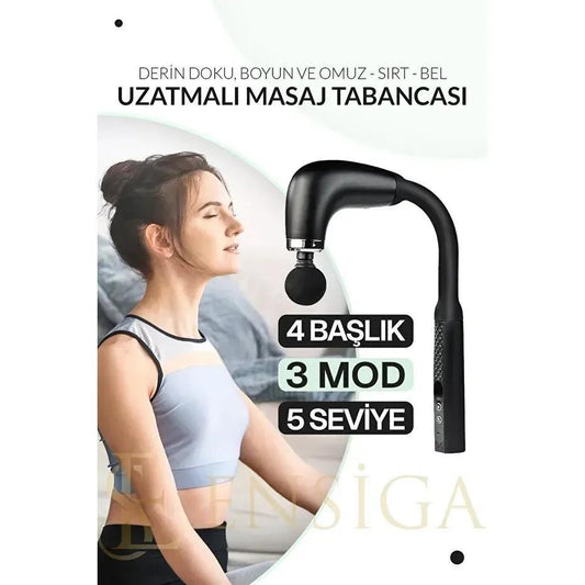 Terapio Uzatmalı Masaj Tabancası - Derin Doku Masajı 4 Başlık