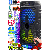Terapio Bluetooth Parti Hoparlör RGB LED Mikrofon Kablosuz Type-C Şarj USB FM Destekli