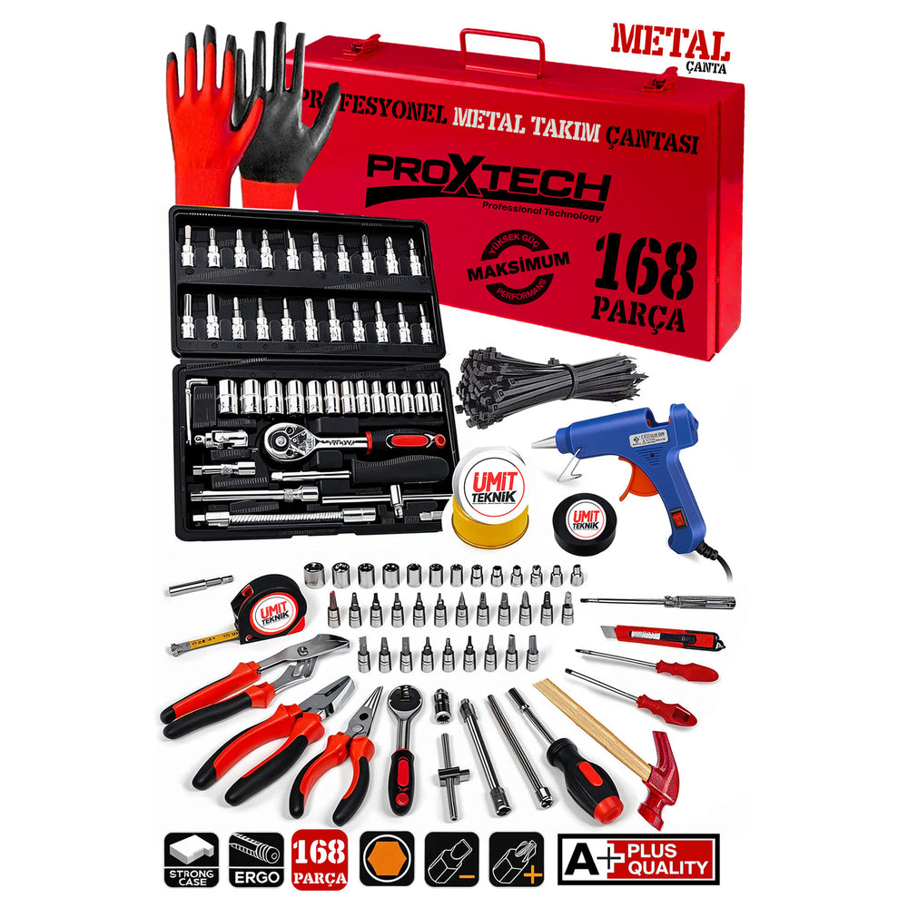 Metal Çanta 168 Parça Premium El Aleti Takımı - Lokma Pense Tornavida Seti Terapio