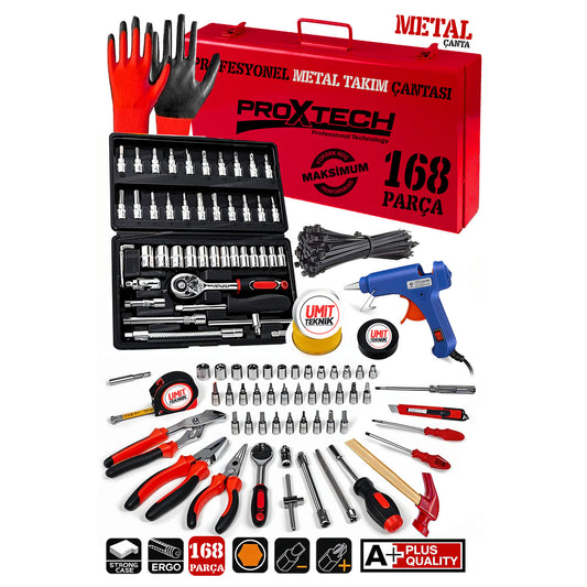Metal Çanta 168 Parça Premium El Aleti Takımı - Lokma Pense Tornavida Seti Terapio