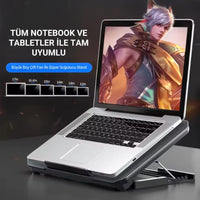 Terapio Polham Hızı Ayarlanabilir Laptop Soğutucu Stand - 4 Kademeli Yükseklik, 2 USB Port