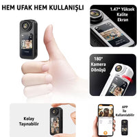 Terapio 2.7K Ultra HD Mini Aksiyon Kamera - 180° Döner Lens, WiFi, Mıknatıslı Vlog Kamerası