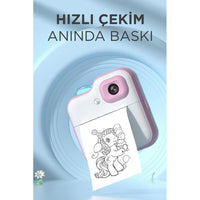 Çocuk Dijital Fotoğraf Makinesi Termal Yazıcılı Kamera Pembe - Terapio CMR15