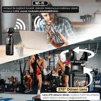 Terapio 4K Ultra HD Pocket Kamera - EIS Stabilizasyon, WiFi Aktarım, 270° Döner Lens