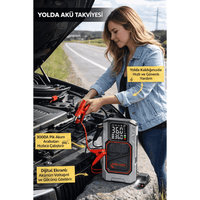 4'ü 1 Arada Akü Takviye Cihazı - Kompresör, Powerbank, LED Fener - Terapio