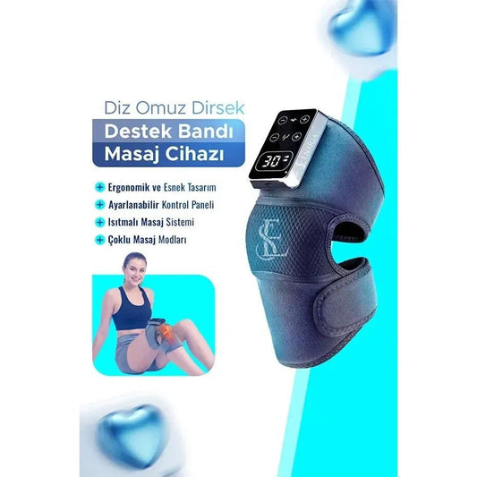 Terapio Isıtmalı Titreşimli Diz Masaj Aleti - Şarjlı Destek Bandı ile Ağrı Kesici Terapi